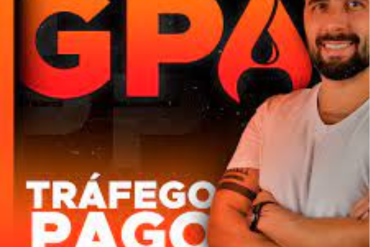 Banner digital com o título 'GPA Domínio Estratégico' e ícones representando tráfego pago e marketing digital.