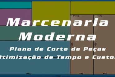 Homem experiente trabalhando em um projeto de marcenaria moderna, focado na criação de um plano de corte detalhado em software no computador.