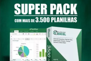 Super Pack com mais de 3500 planilhas Excel editáveis, organização financeira e produtividade.