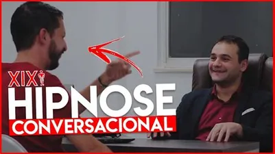 Ilustração abstrata de ondas cerebrais conectando duas pessoas em uma conversa hipnótica, simbolizando persuasão e comunicação avançada.