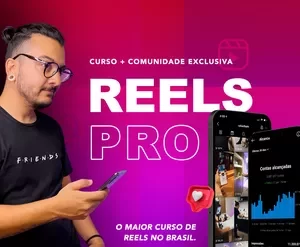 Capa do curso Reels Pro de Rafael Bem com o título em destaque e elementos visuais de criação de vídeo.