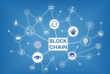 Capa da Trilha Blockchain Alura com ícones representando tecnologia e descentralização