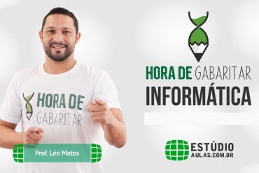Curso de Informática para Concursos de Léo Matos em destaque, com ícones de download e aprovação.