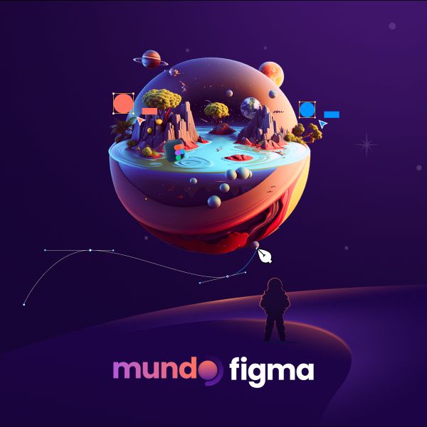 Capa do curso Mundo Figma de Bruno Aurélio com interface de design e elementos gráficos.